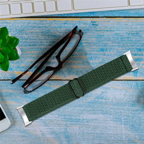 Nylon Elastic Strap, green, laid flat, joined, 45° top view