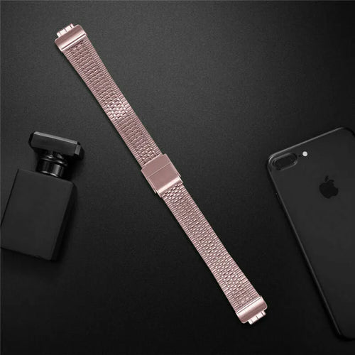 Fine Steel Strap, pink, laid flat, joined, 45° top view