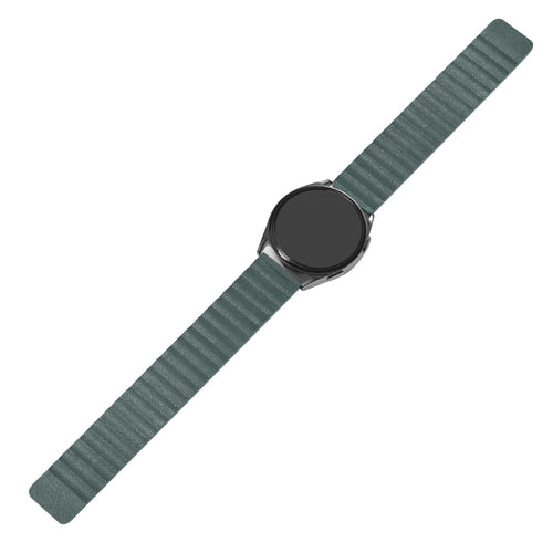 Leather Loop Strap, viridian, laid flat, joined, 45° top view