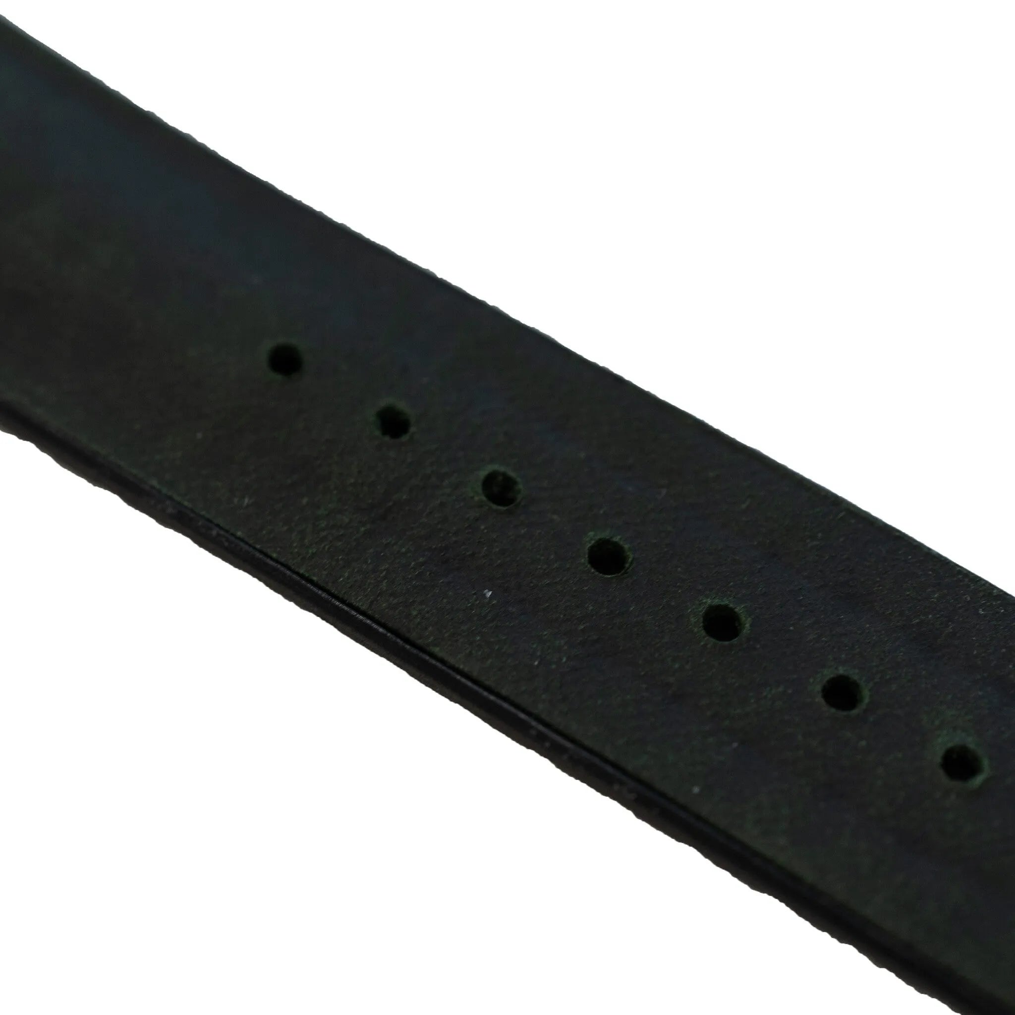 Leather Hybrid Strap, black/green, laid flat, joined, 45° top view