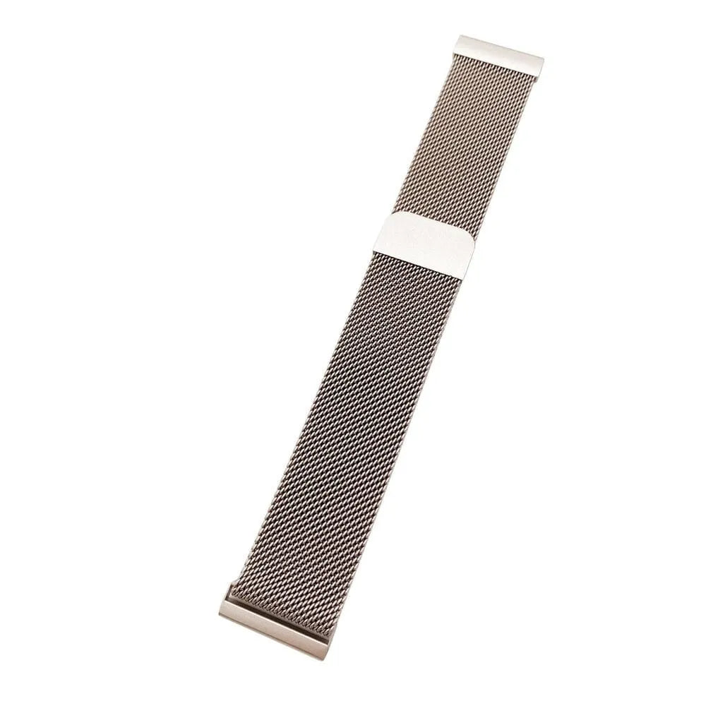 Milanese Strap, starlight, laid flat, joined, 45° top view
