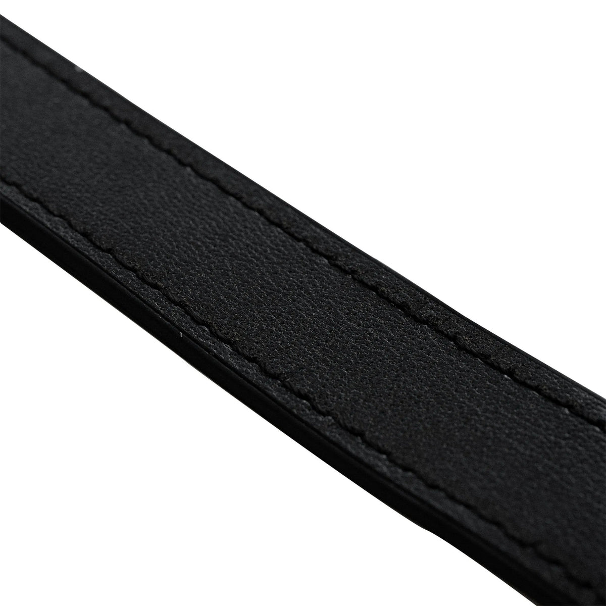 D-Buckle Leather Strap, black, laid flat, joined, 45° top view