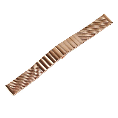 Milanese Steel Strap, rose gold, laid flat, joined, 45° top view