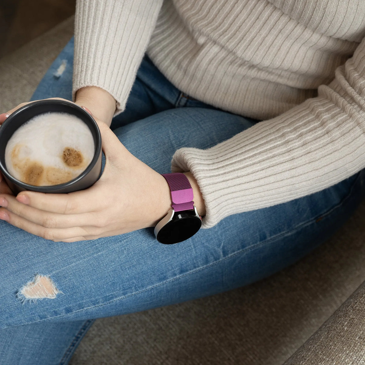 Milanese Strap, purple, lifestyle photo