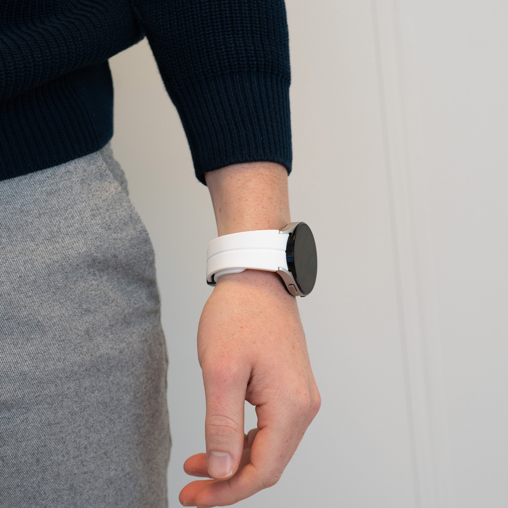 Bandz Samsung Galaxy Watch 6 Classic 43mm D-Schnalle Silikonarmband (Weiß)