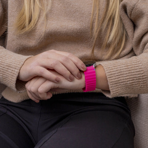 Wave Silicone Strap, bright pink, lifestyle photo