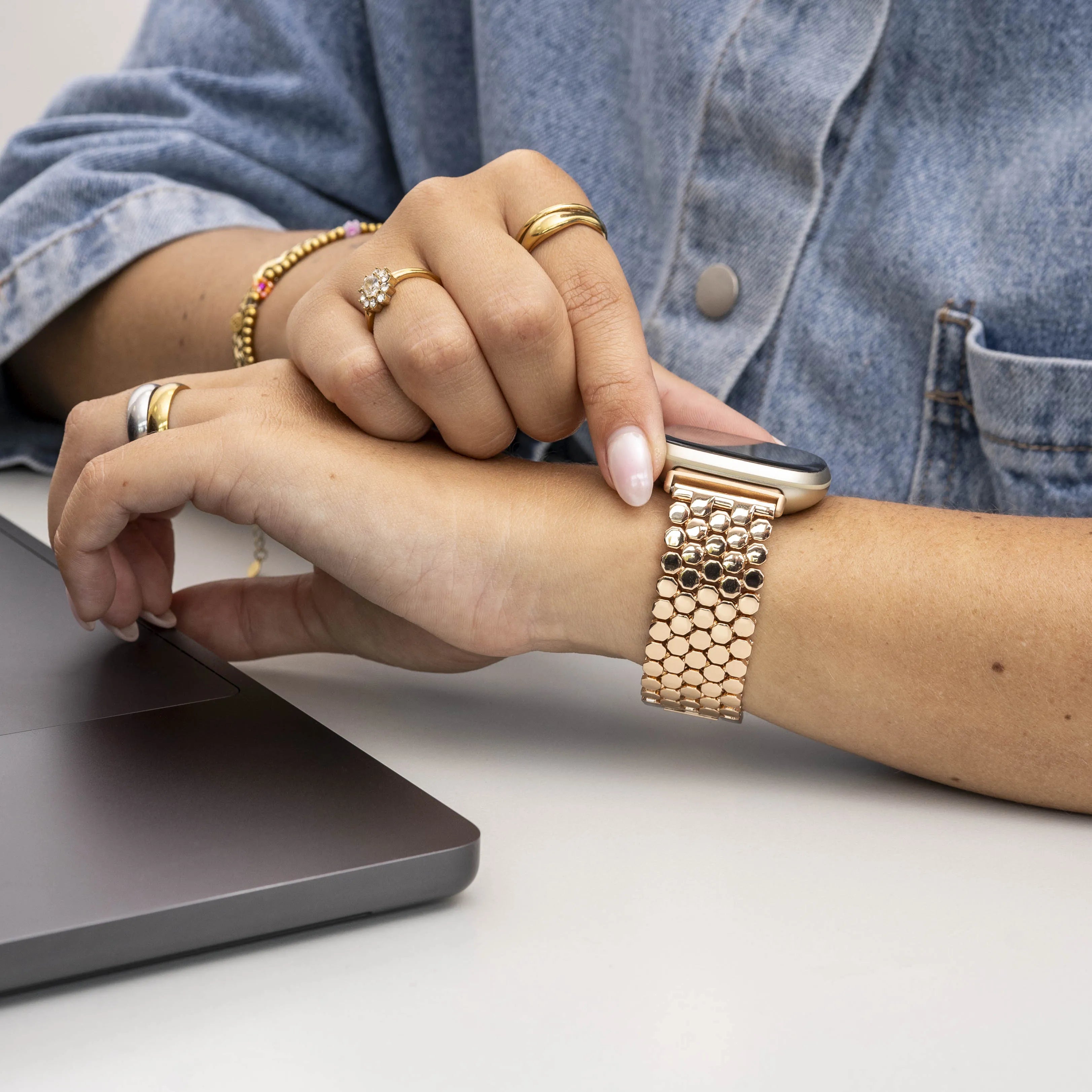 Fitbit Sense Stahl-Fischarmband (Roségold)