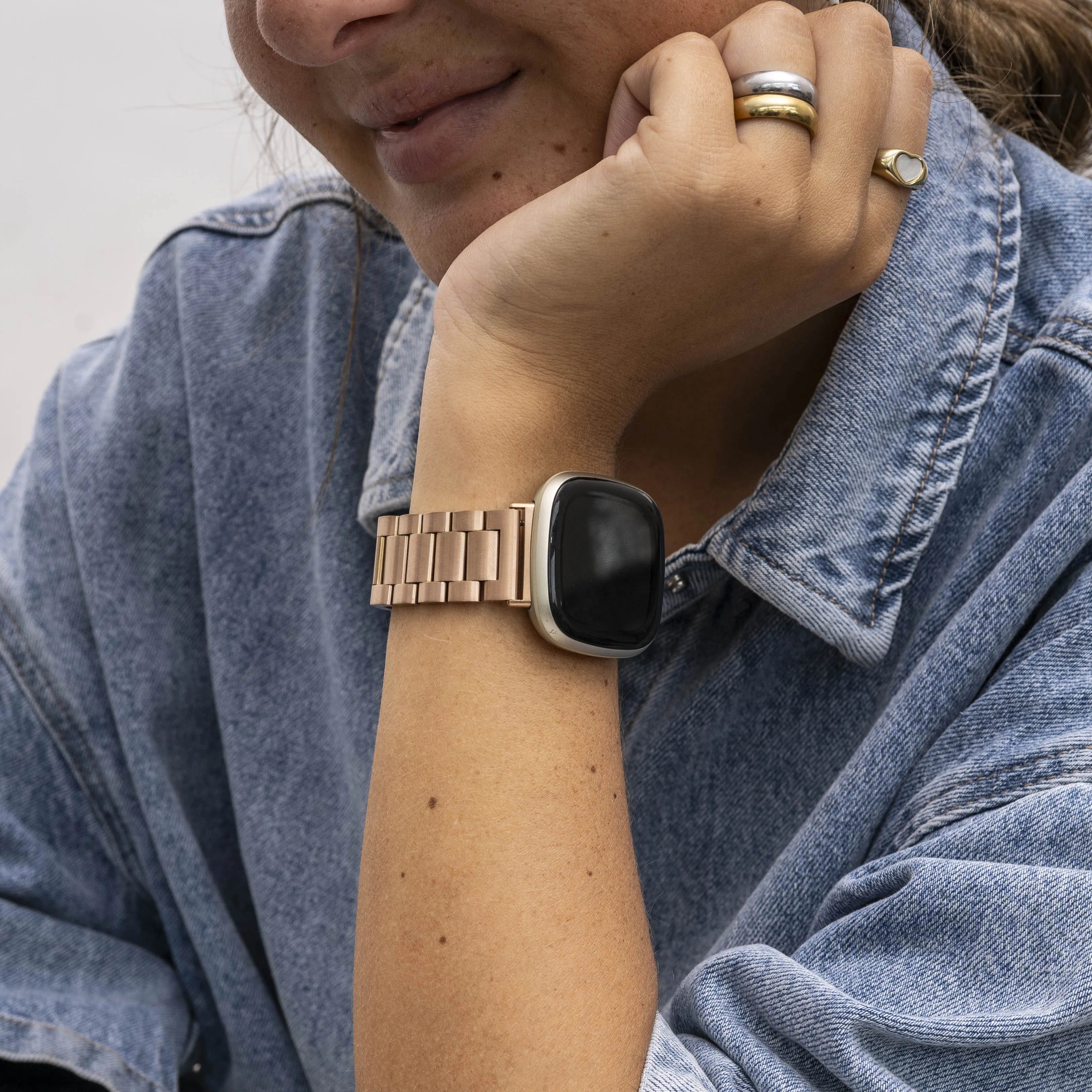 Fitbit Sense Gliederarmband (Roségold)