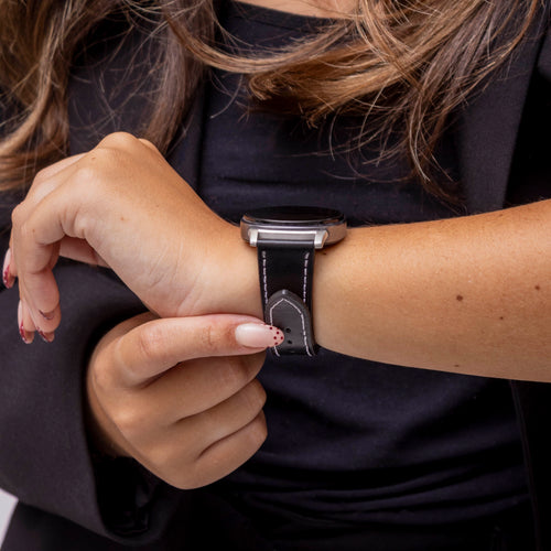 Samsung Galaxy Watch 8 Classic 'Klassisches' Lederarmband (Schwarz)