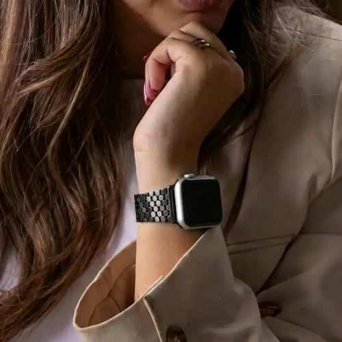 Apple Watch Steel Strap Hexagons (Black)