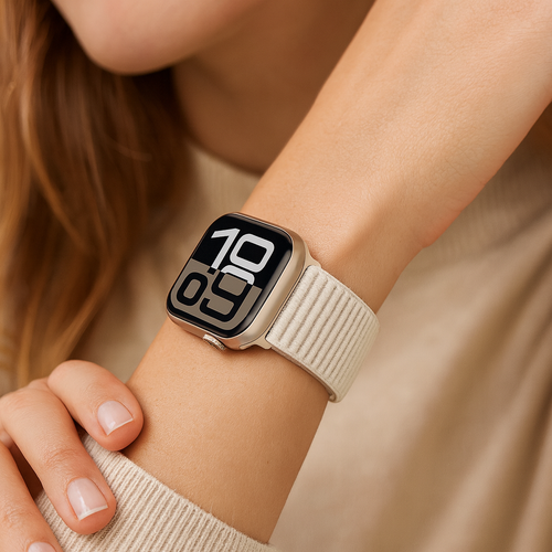 Wave Nylon Strap, starlight, lifestyle photo