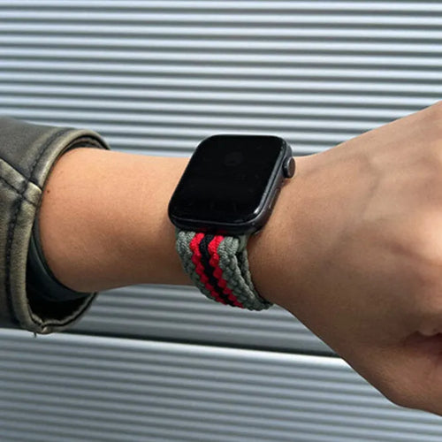 Braided Nylon Strap, red/black, lifestyle photo