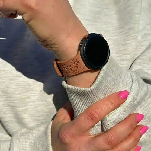 Samsung Galaxy Watch 8 - 40mm Flower Silicone Strap (Brown-Beige)