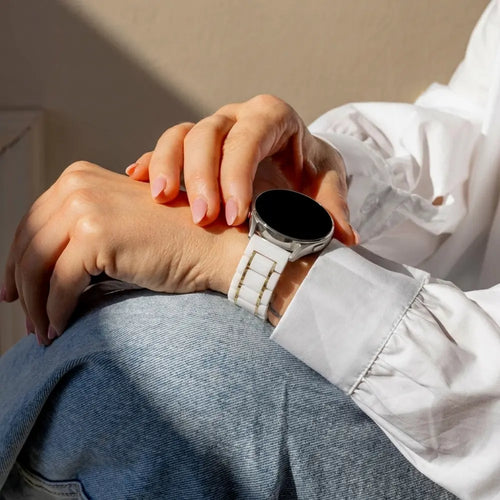 Samsung Galaxy Watch 7 - 40mm keramiek stalen band (wit/goud)