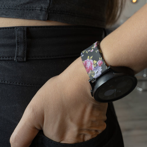 Watch Strap 20mm Silicone - Quick Release (Bright Pink Flower)