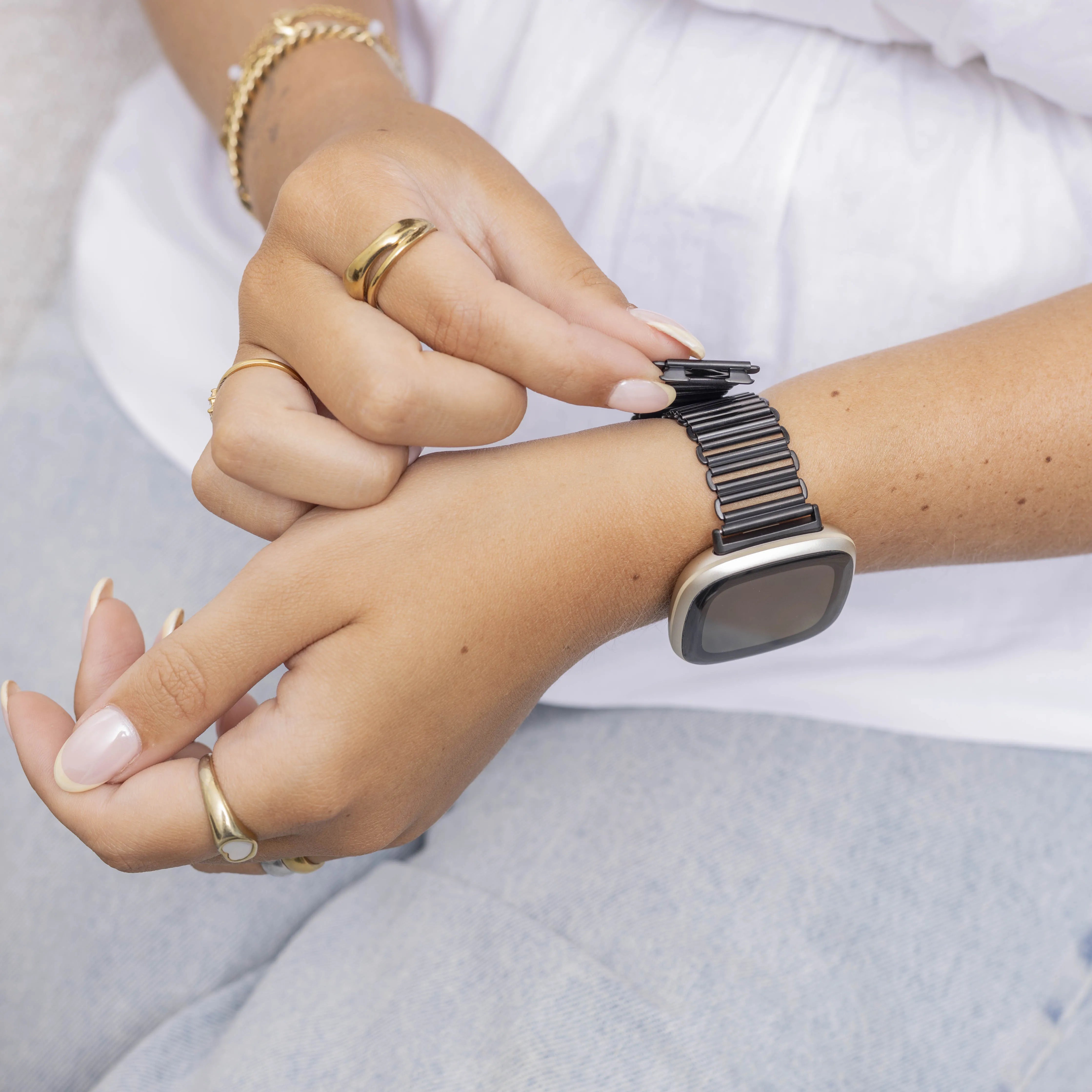Fitbit Sense Stahl-Loop Armband (Schwarz)