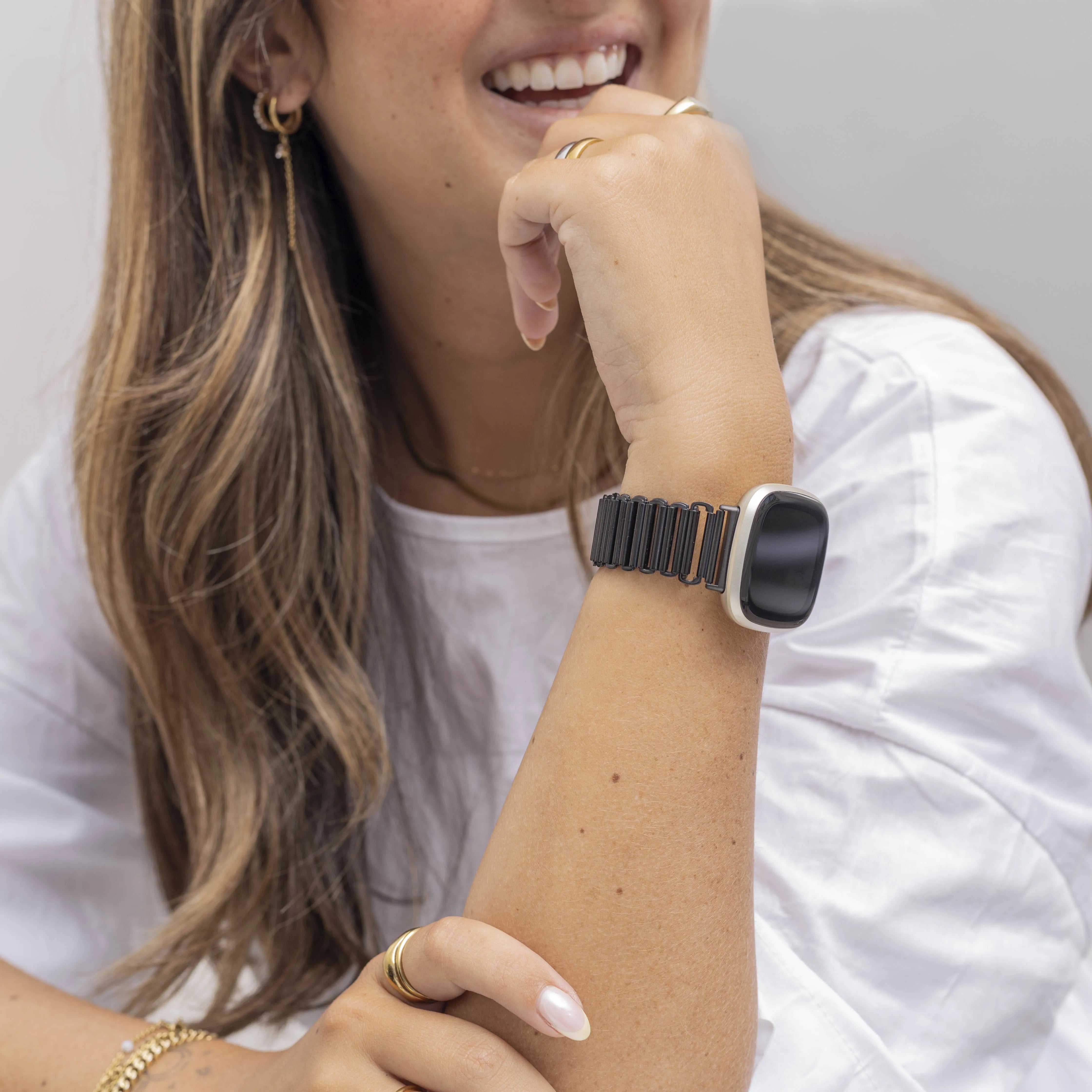 Fitbit Versa 3 Stahl-Loop Armband (Schwarz)