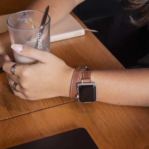 Apple Watch Double Tour Lederarmband (Braun)