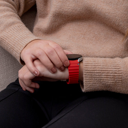 Wave Silicone Strap, red, lifestyle photo