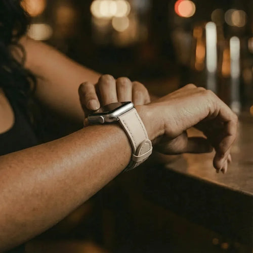 Apple Watch Slimfit Leather Strap (Milk Tea)
