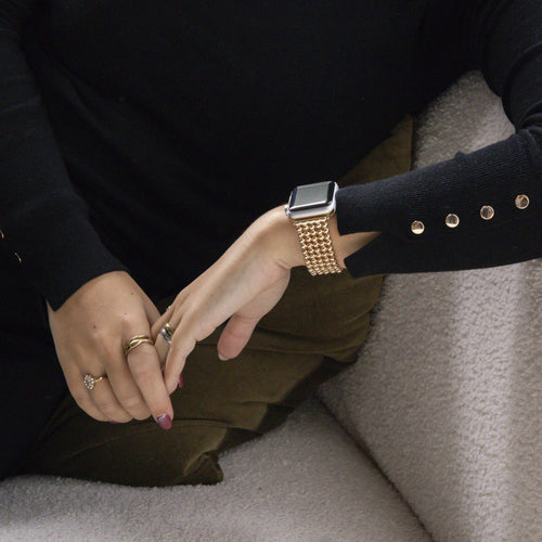 Apple Watch Stahlperlenarmband (Gold)