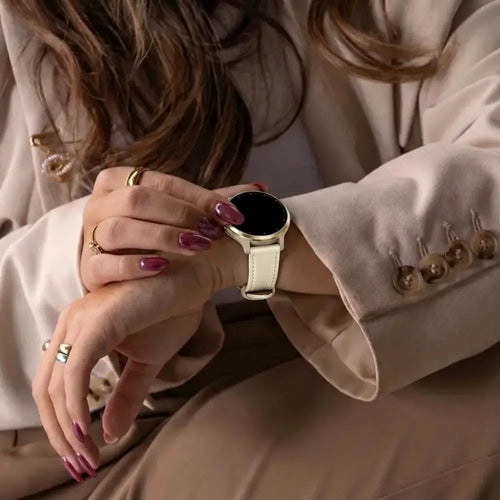Bandz Garmin Venu 3s lederen band 'Deluxe' (beige)