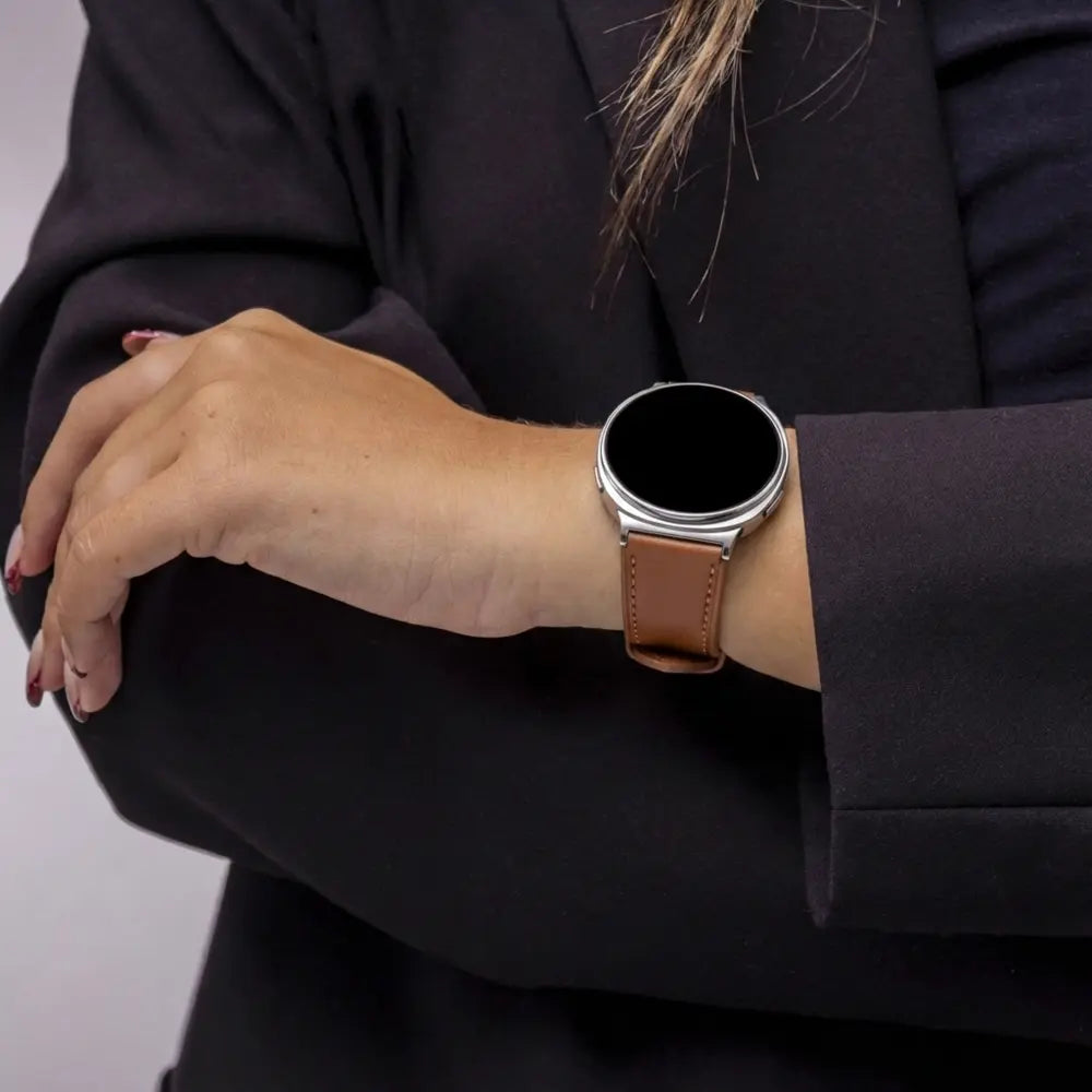 Samsung Galaxy Watch 8 Classic 'Klassisches' Lederarmband (Braun)