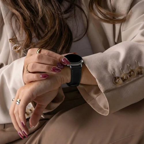 Samsung Galaxy Watch 8 - 40mm Gebürstetes Lederarmband (Schwarz)