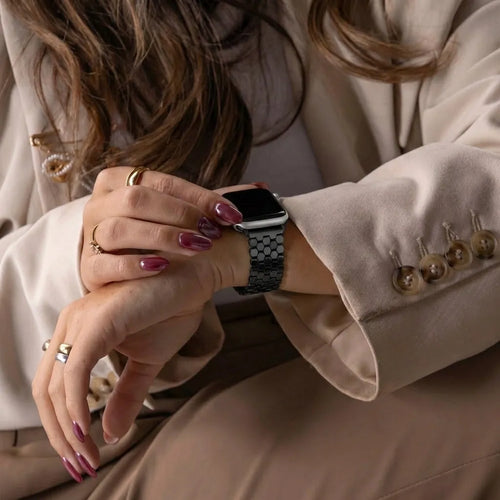 Apple Watch Steel Strap Hexagons (Black)