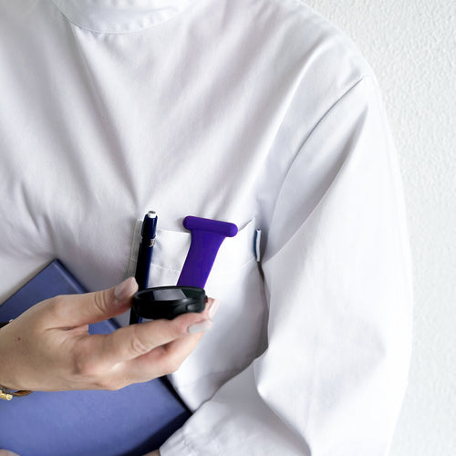 Silicone Nurse Fob, purple, lifestyle photo