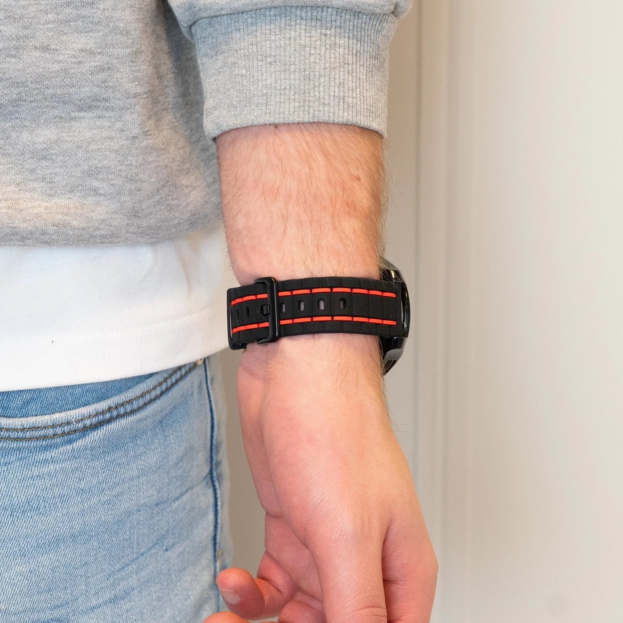 Bandz Suunto Race (S) Sportarmband gestreift (Schwarz/Rot)