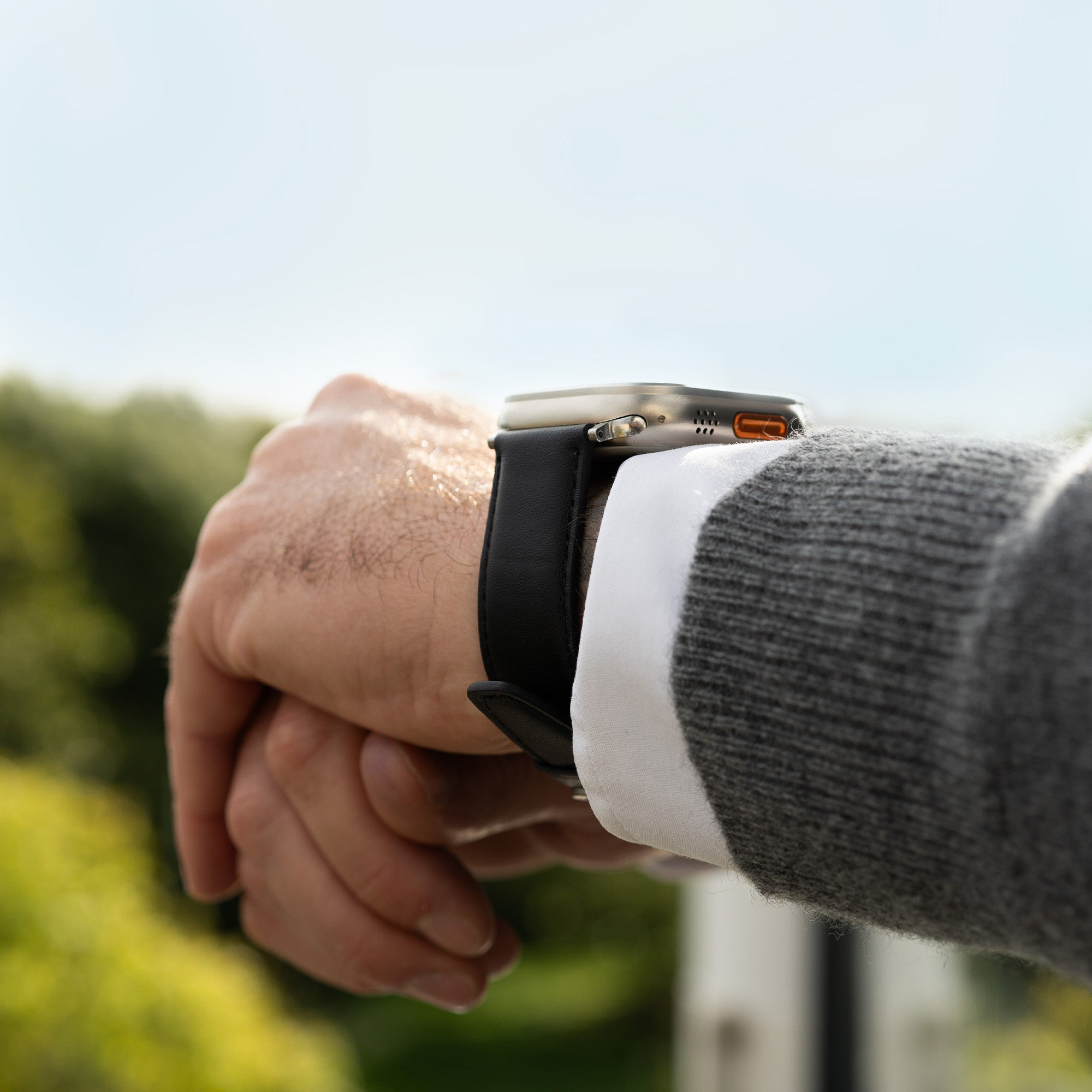 Bandz Apple Watch Ultra Lederarmband 'Classic' (Schwarz)