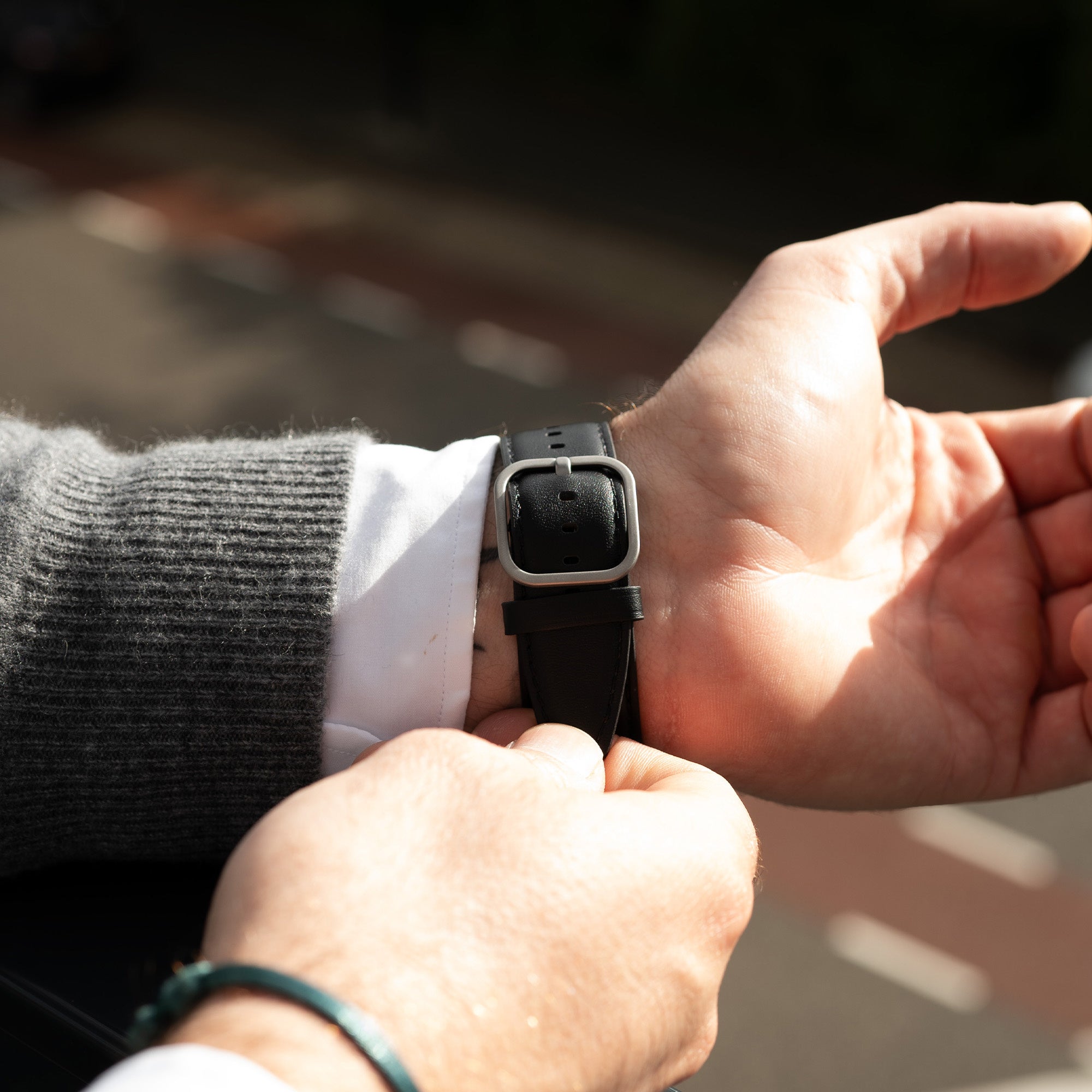 Bandz Apple Watch Ultra Lederarmband 'Classic' (Schwarz)