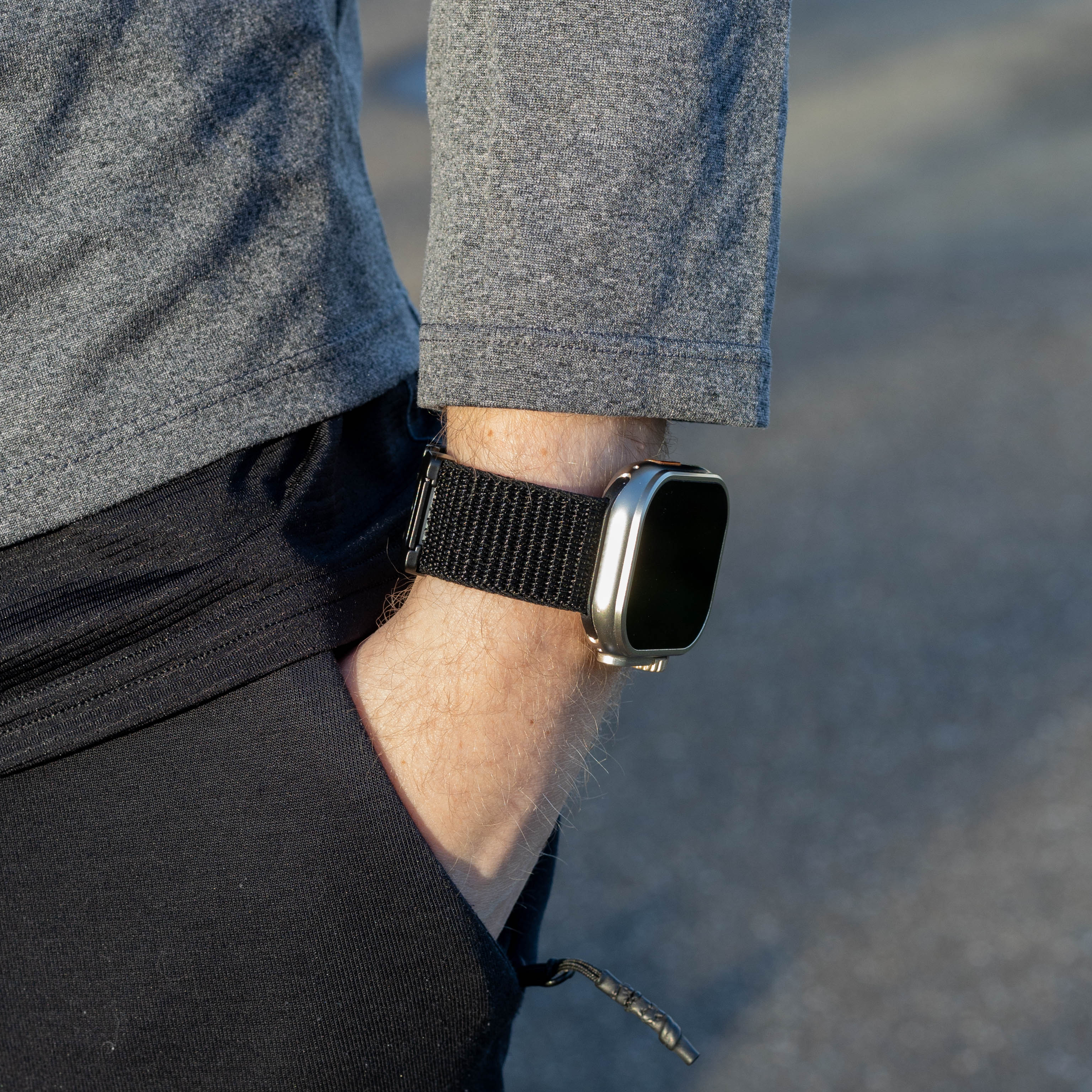 Bandz Apple Watch Ultra Nylonarmband 'Classic' mit P-Schnalle (Schwarz)