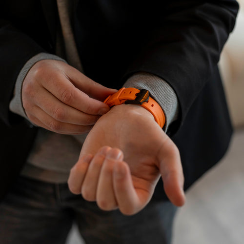 Bandz Samsung Galaxy Watch Ultra Silicone Strap 'Luxe Liquid' (Orange with Black)
