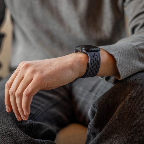 Silicone Strap 'Air' P-Buckle, grey-blue, lifestyle photo