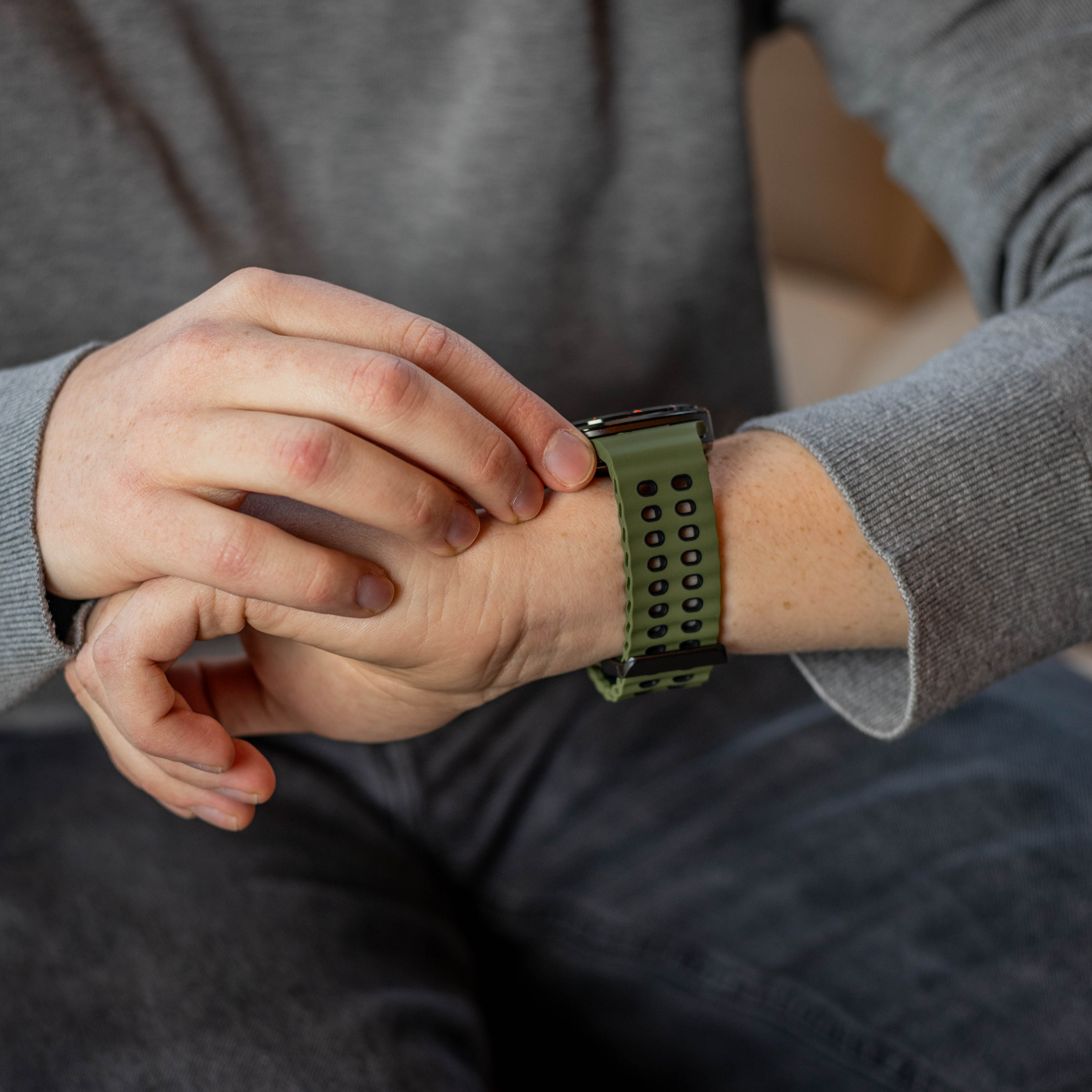 Samsung Galaxy Watch Ultra 2 Wave Silikonarmband Duo (Olivgrün/Schwarz)