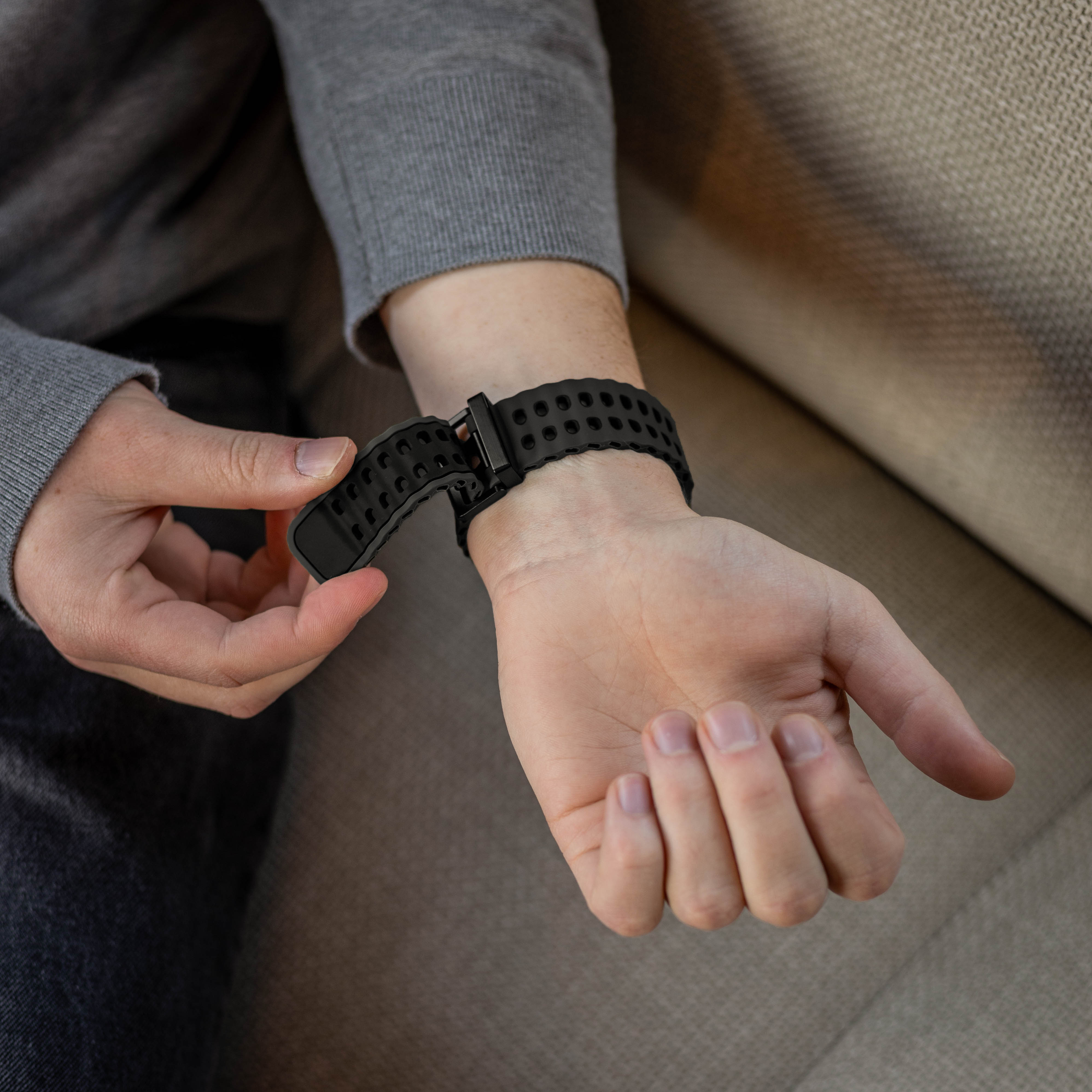 Samsung Galaxy Watch Ultra 2 Wave Silikonarmband Duo (Dunkelgrau/Schwarz)