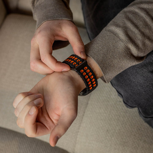 Samsung Galaxy Watch Ultra 2 Wave Silikonarmband Duo (Schwarz/Orange)