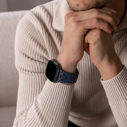 Denim Leather Strap, blue/black, lifestyle photo