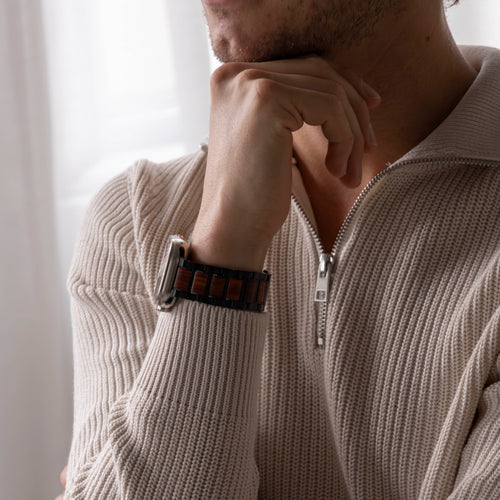 Wood Steel Strap, black/brown, lifestyle photo