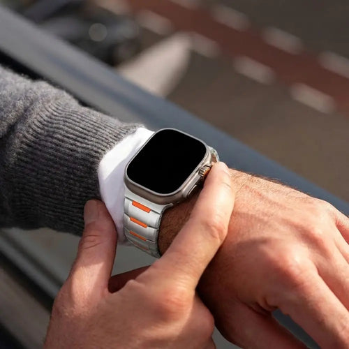 Apple Watch Ultra Stahl-Hybridarmband (Titan/Orange)