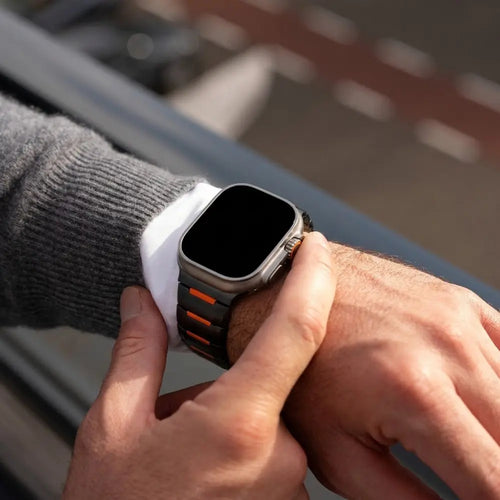 Apple Watch Ultra Stahl-Hybridarmband (Schwarz/Orange)