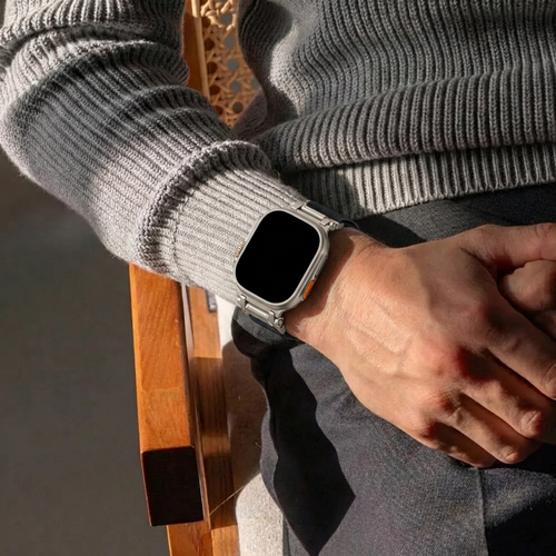 Apple Watch Ultra Polyester Explorer Armband (Schwarz mit Titan)