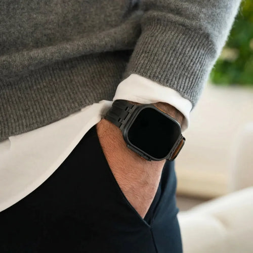 Apple Watch Robustes Lederarmband (Schwarz)
