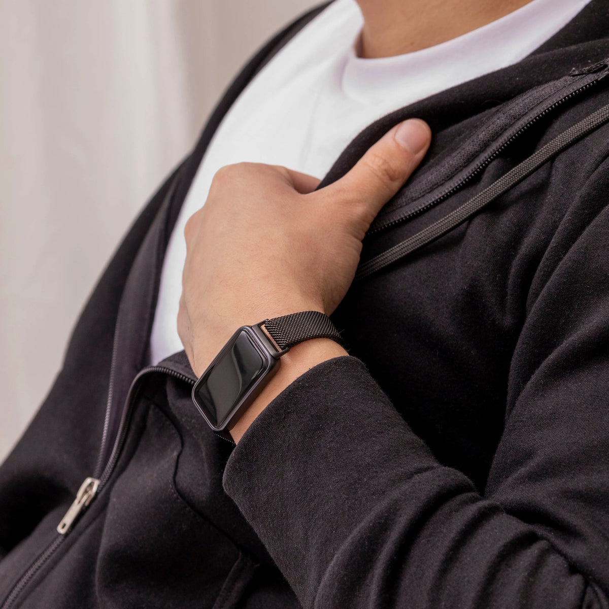 Milanese Strap, black, lifestyle photo