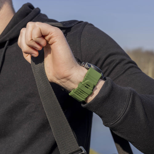 Bandz Garmin Descent MK3i - 51mm Buckled Silicone Strap (Dark Green)