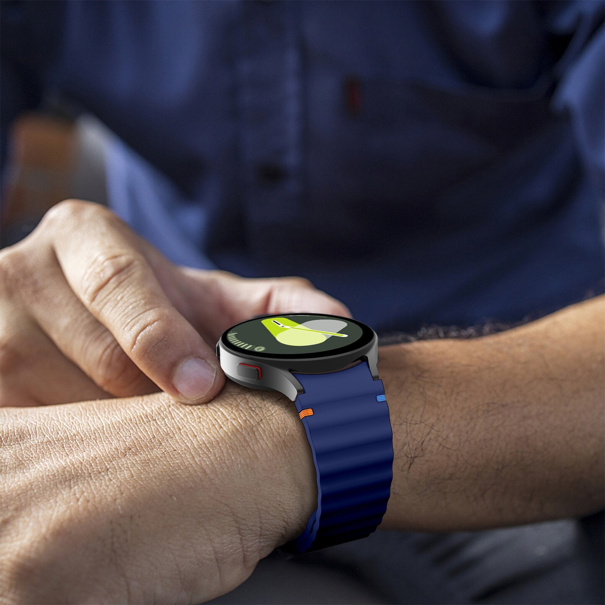 Wave Silicone Strap, dark blue, lifestyle photo