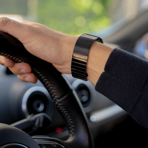 Milanese Steel Strap, black, lifestyle photo