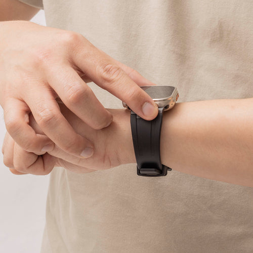 Bandz Apple Watch Ultra Silikonarmband Luxus Liquid (Schwarz mit Schwarz)